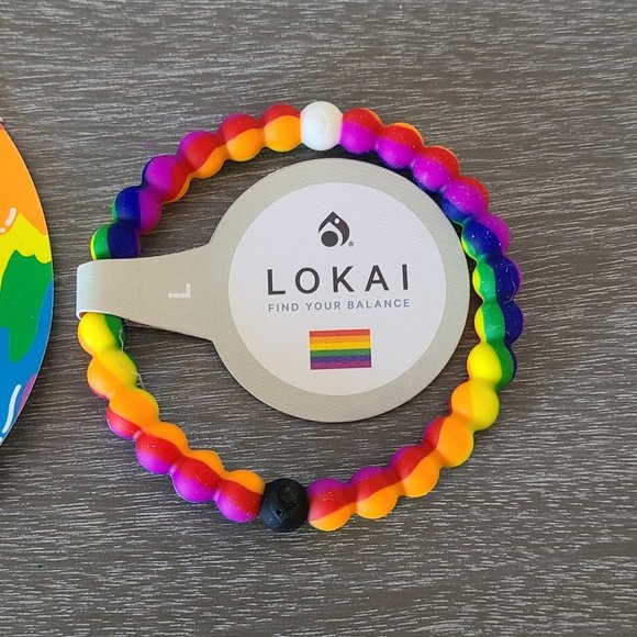 Lokai Bracelet Rainbow Swirl NWT Size Large Fashion Silicone Slip On - Picture 2 of 5
